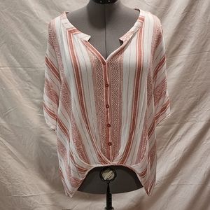 NWOT Button Up Twist Gathering Plus Size Top
